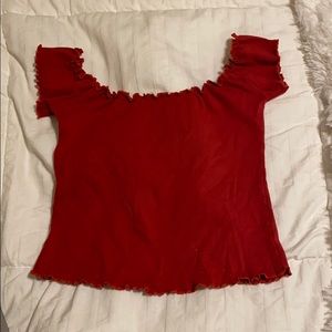 Brandy Melville Red Off the Shoulder Top